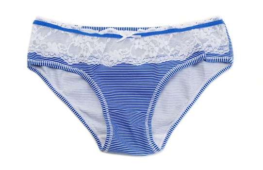 Women's striped pants with blue stripes. Isolate on white.