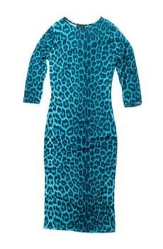 Blue leopard dress. Isolate on white background.