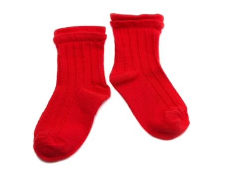 Pair of red socks. Isolate on white.