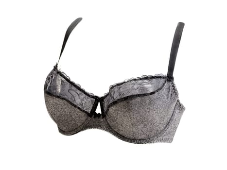 Grey bra in volume. Isolate on white.