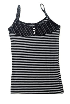 Gray striped women's T-shirt. Isolate on white.