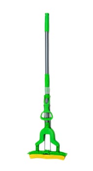 Green with yellow mop. Isolate on white background.