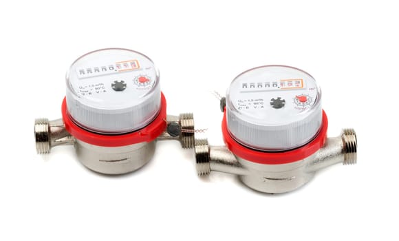 Two water meter. Isolate on white background.