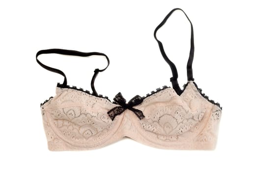 Beige bra on white background