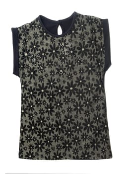 Black women's blouse with a pattern. Isolate on white.