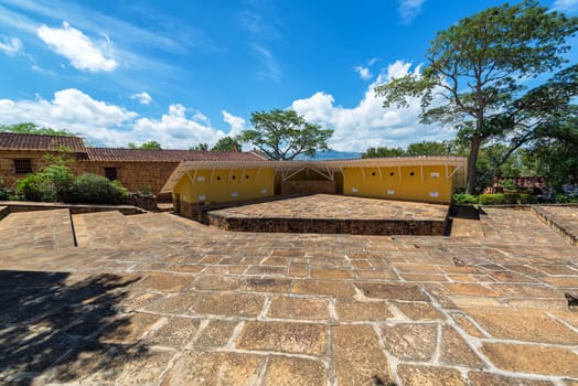 Stage in the historic colonial town of Barichara, Colombia