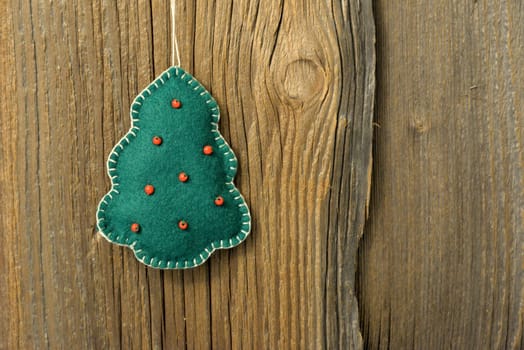 Christmas wooden background with tree and boots banner