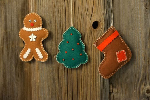 Christmas wooden background with tree and boots banner