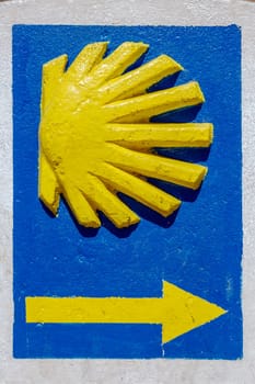 Scallop indicator signal pilgrims santiago road passing through Ponferrada,Leon Spain, Detail