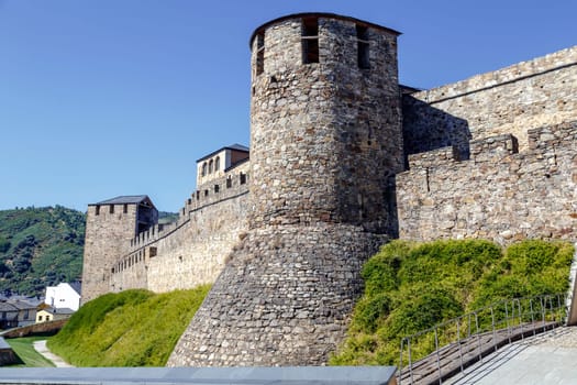 Walls and defense tower in Ponferrada, Bierzo Spain