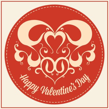 Happy Valentine's Day lettering Greeting Card. Decorative heart