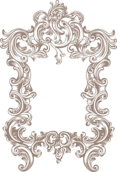 baroque frame on white background