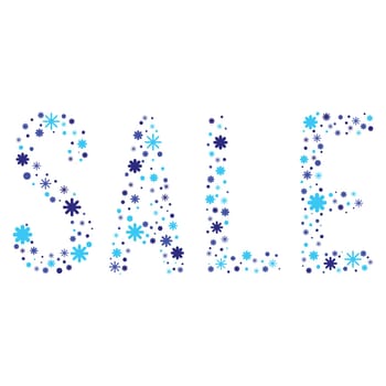The word sale made from various snowflakes
