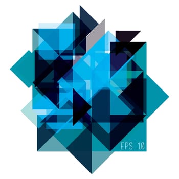 Geometric abstract background in shades of blue. Isolated