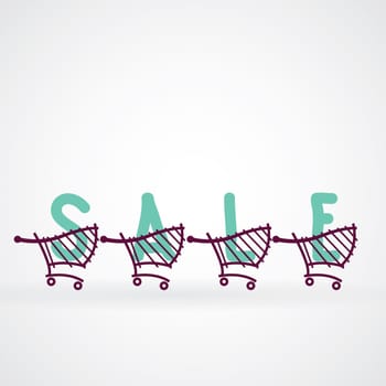 The word sale made from stylized trolley