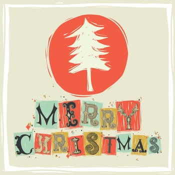 Postcard depicting the Christmas tree, and the font composition.