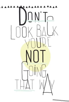 Motivational quote poster on gray background with chaotic geometric figures.