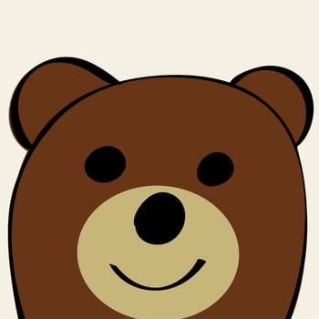 Bear Funny cartoon animal toy. Vector illustration.