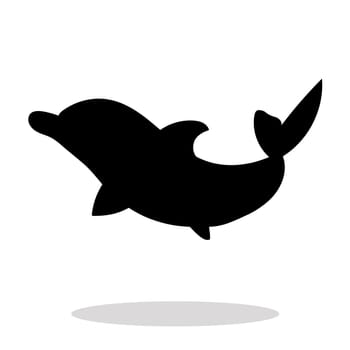 Dolphin sea animal black silhouette. Art vector illustration Icon.