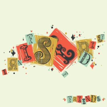 Typographic composition of decorative fonts. Baroque style