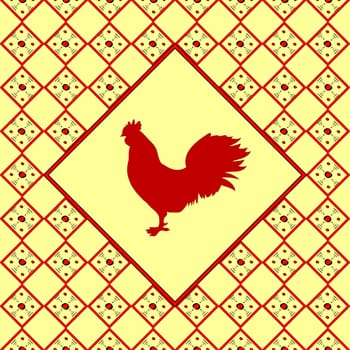 Cock silhouette pattern bird background. Vector illustration.