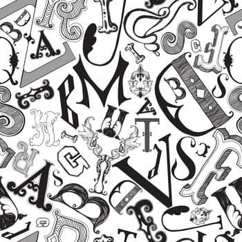 Decorative composition of the fonts in a seamless pattern