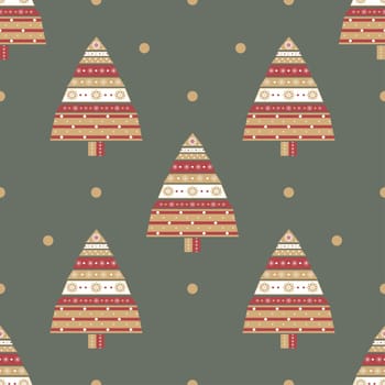 Christmas tree gifts seamless pattern. New year vector illustration.