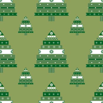 Christmas tree gifts seamless pattern. New year vector illustration.