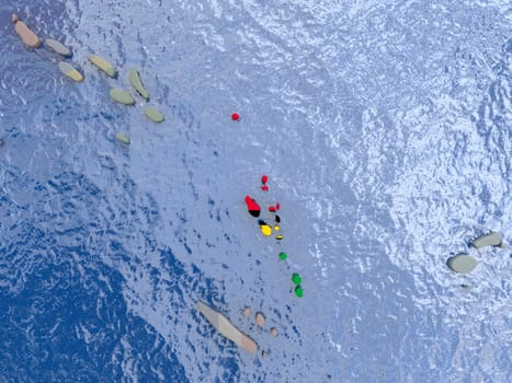 Map of Vanuatu with national flag on political globe with realistic water. 3D illustration