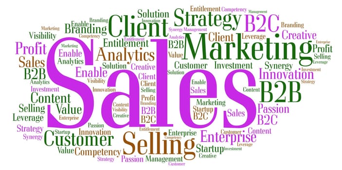 Word cloud around the theme Sales, Marketing and Strategy