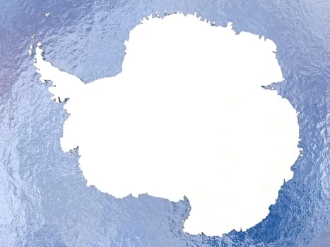 Map of Antarctica with national flag on political globe with realistic water. 3D illustration