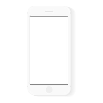 white flat phone white screen, drawing modern smart phone design