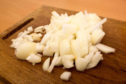 Chopped onion ready for cooking
