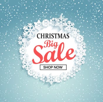 Concept of christmas big sale. Big Sale design on a winter background.