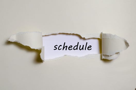 The word schedule appearing behind torn paper