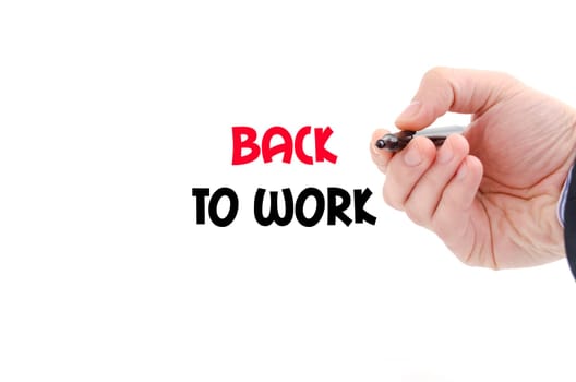 Back to work text concept isolated over white background