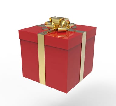 Red gift box isolated on white background, 3D rendering