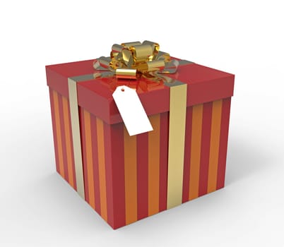 Red gift box isolated on white background, 3D rendering