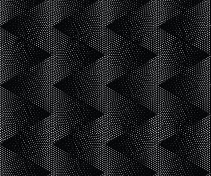 Vector zigzag geometric seamless pattern. Repeating abstract dots gradation in black and white. Modern halftone design, pointillism