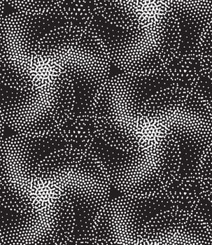Vector geometric seamless pattern. Repeating abstract triangles gradation in black and white. Modern halftone circle design, pointillism
