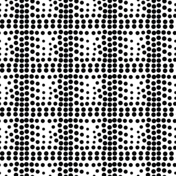 Vector geometric seamless pattern. Repeating abstract square gradation in black and white. Modern halftone design, pointillism, illusion