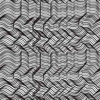 Vector geometric striped seamless pattern. Repeating abstract chaotic wavy lines gradation in black and white. Modern halftone stripy design, illusion