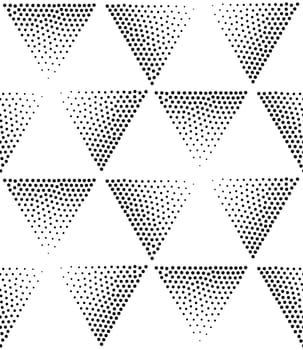 Vector abstract geometric seamless pattern. Repeating gradation in black and white. Modern halftone design, pointillism