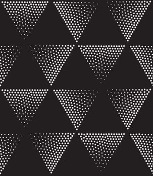 Vector abstract geometric seamless pattern. Repeating gradation in black and white. Modern halftone design, pointillism