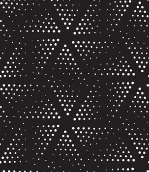 Vector abstract geometric seamless pattern. Repeating gradation in black and white. Modern halftone design, pointillism