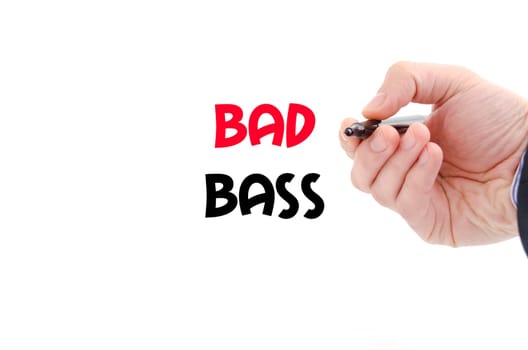 Bad boss text concept isolated over white background