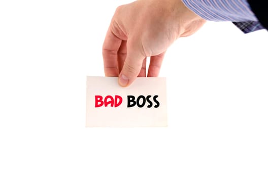 Bad boss text concept isolated over white background