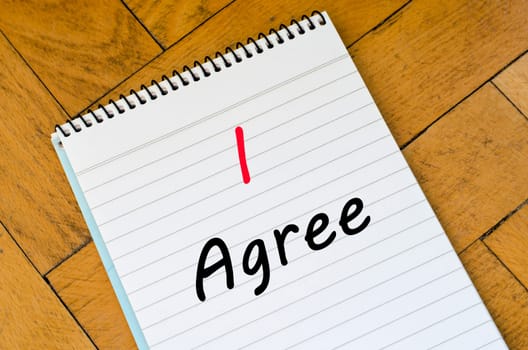 I agree text concept write on notebook