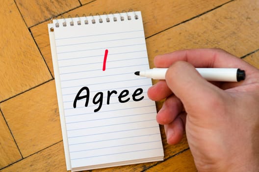 I agree text concept write on notebook