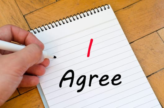I agree text concept write on notebook